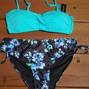 Aqua and Floral Women's Bikini Set
